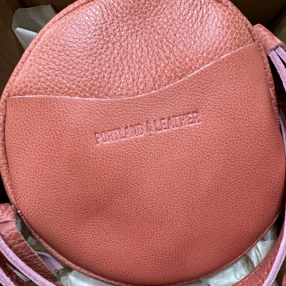 Portland Leather Goods Pink Small Watermelon Crossbody Bag with Pebbled Finish
